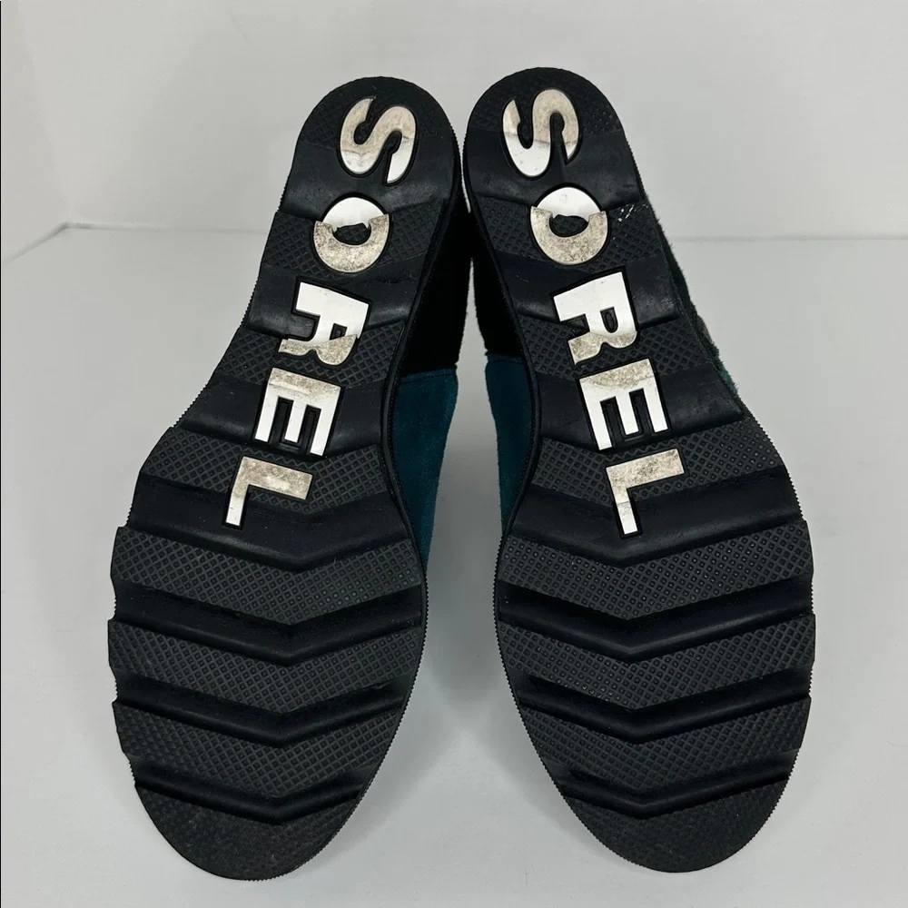 Sorel Joan of Arctic Wedge II Side Zip Boots Blue Suede Women's Size US 9‎ EU 40